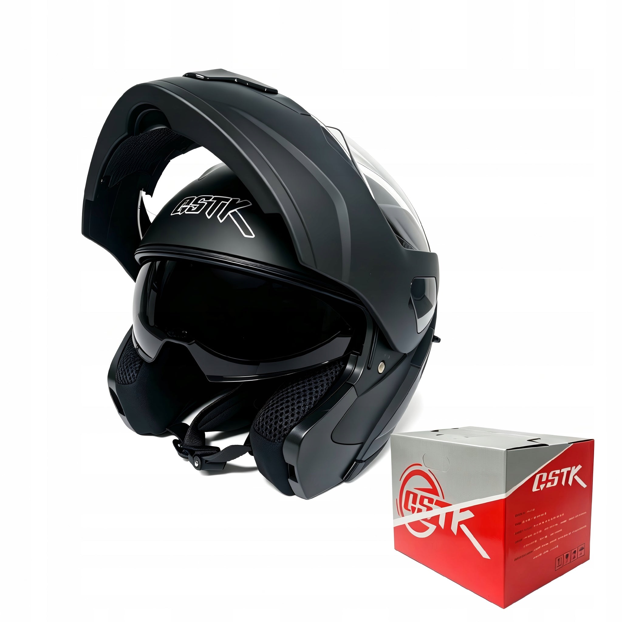 MOTORCYCLE HELMET MATT BLACK MODULAR HELMET SIZE M (57-58CM)