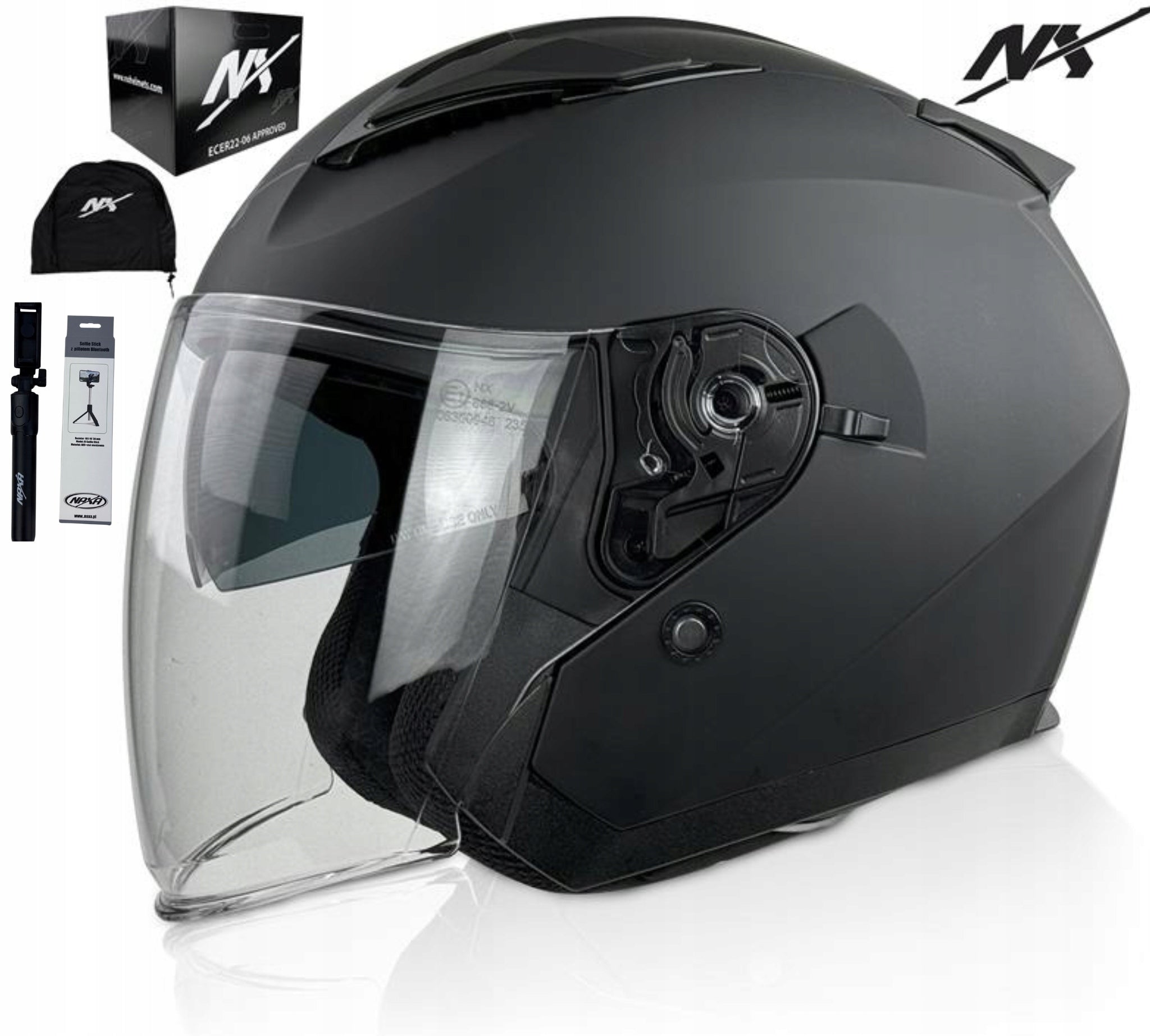 MOTORCYCLE HELMET NX CITY OPEN r.M FOR MEN'S MOTORCYCLE + SELFIE STICK r.M