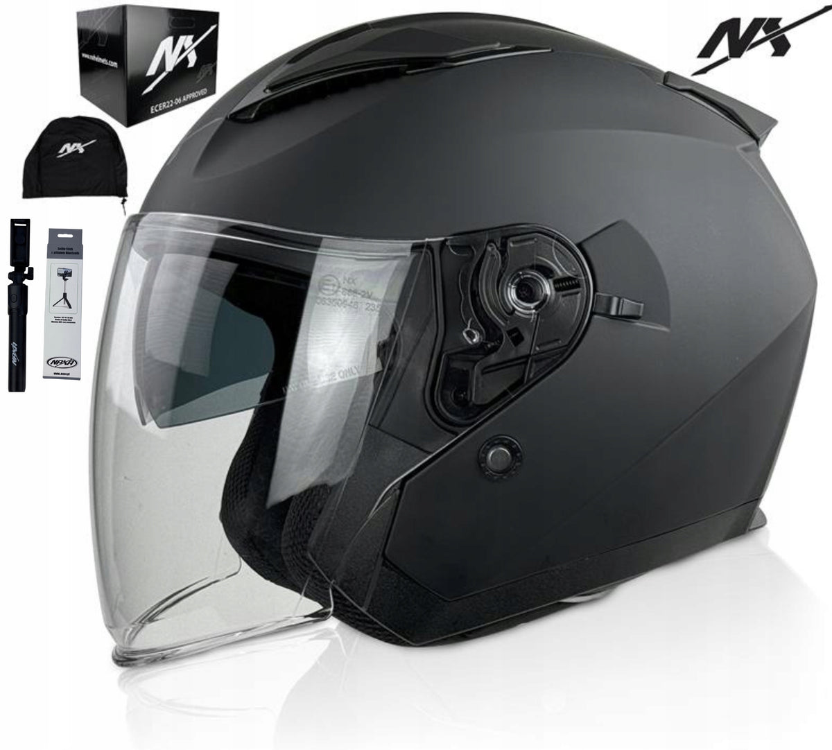 MOTORCYCLE HELMET NX CITY OPEN r.M FOR MEN'S MOTORCYCLE + SELFIE STICK r.M