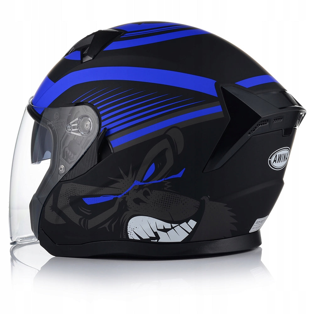 MOTORCYCLE HELMET OPEN AWINA JK528 BLACK-BLUE XL MAT Manufacturer Awina