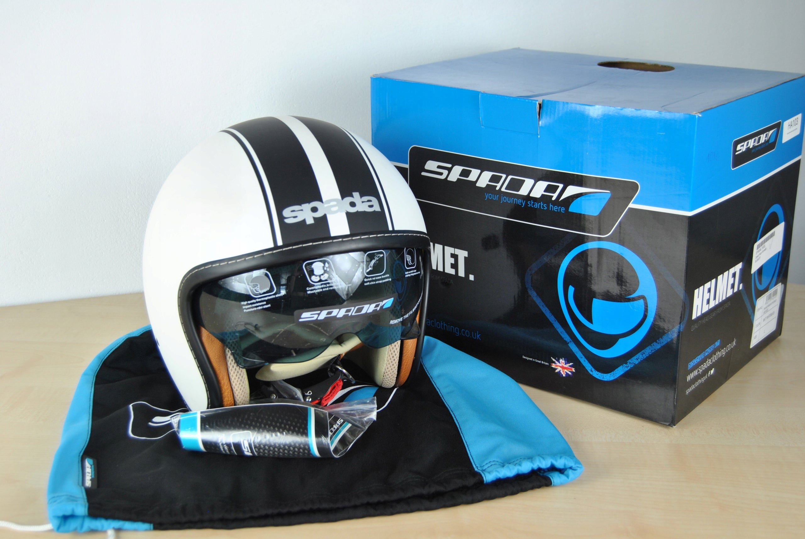 MOTORCYCLE HELMET OPEN JET FALLS OPO11 WHITE BLACK MATT XS 53-54cm