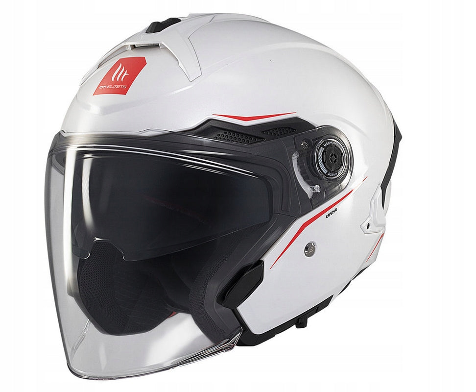 MOTORCYCLE HELMET OPEN JET MT COSMO SV SOLID A0 WHITE GLOSS WHITE