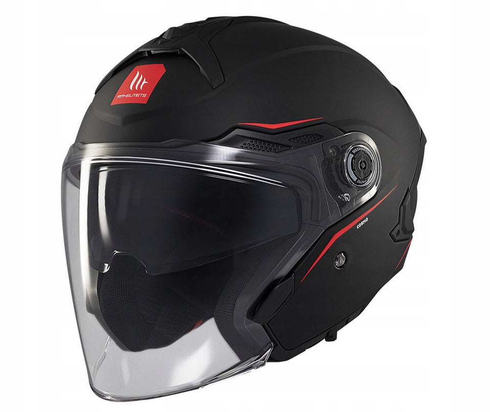 MOTORCYCLE HELMET OPEN JET MT COSMO SV SOLID A1 BLACK MATT