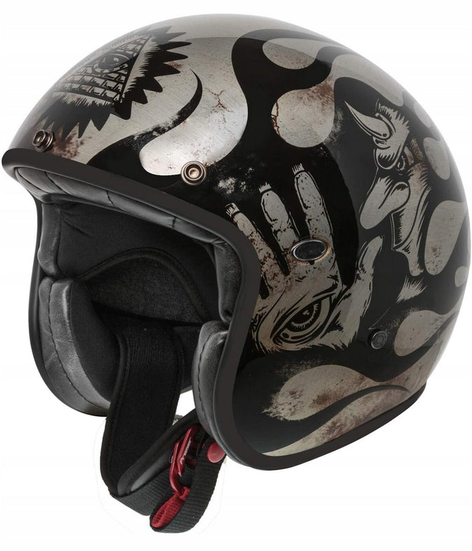 MOTORCYCLE HELMET OPEN JET PREMIER HELMETS VINTAGE CHROME GLOSSY S 55-56cm