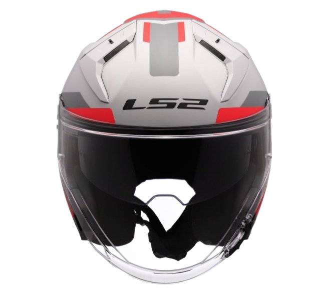 MOTORCYCLE HELMET OPEN LS2 OF603 INFINITY II FOCUS M.GREY RED-06 L Size L