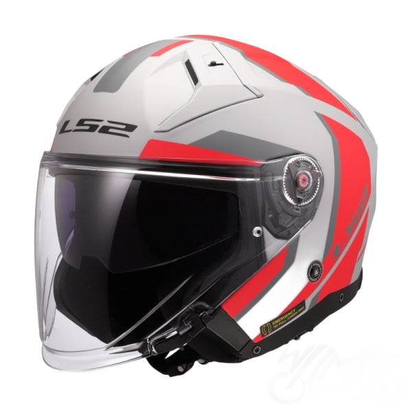 MOTORCYCLE HELMET OPEN LS2 OF603 INFINITY II FOCUS M.GREY RED-06 L