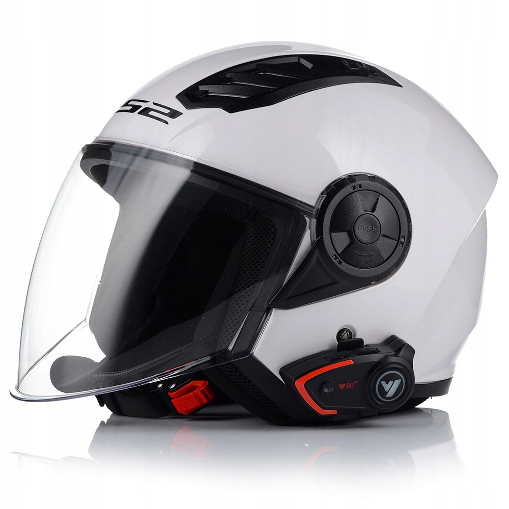 MOTORCYCLE HELMET OPEN LS2 OF616 II WHITE GLOSS + BLUETOOTH INTERCOM Manufacturer's catalog number OF616 Airflow pod interkom