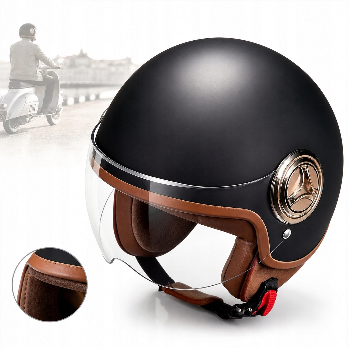 MOTORCYCLE HELMET OPEN | MATT | SCOOTER CHOPPER LIGHT