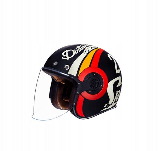 MOTORCYCLE HELMET OPEN RETRO JET MA213 WHITE RED MATT BLAVK L 59-60cm Manufacturer SMK