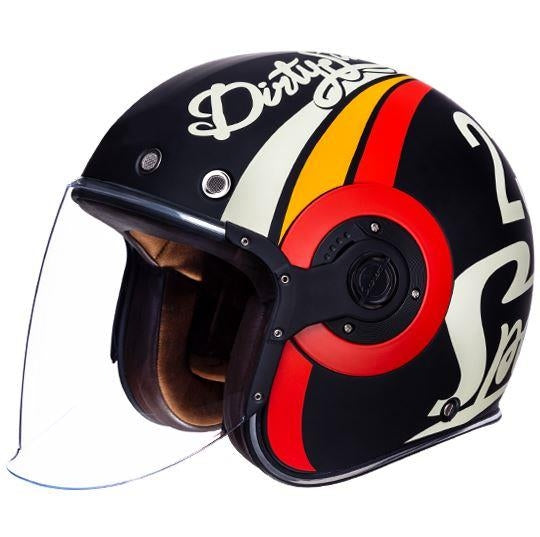 MOTORCYCLE HELMET OPEN RETRO JET MA213 WHITE RED MATT BLAVK L 59-60cm