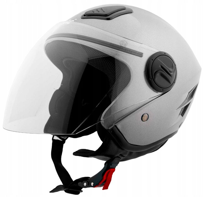 MOTORCYCLE HELMET OPEN TO SCOOTER MOPED SILVER M HOMOLOGATION