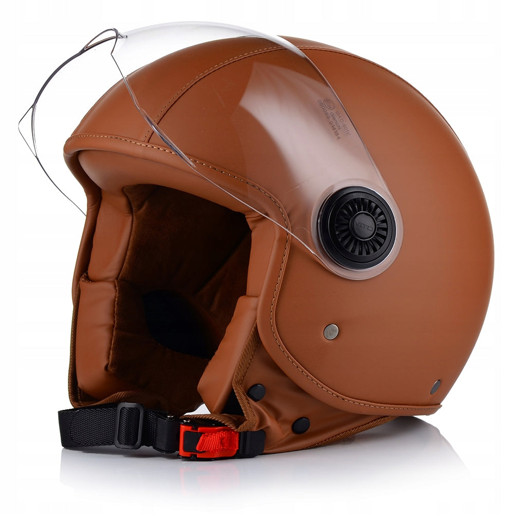 MOTORCYCLE HELMET OPEN | VITO AMSTERDAM | BROWN LEATHER SCOOTER CHOPPER EAN (GTIN) 8720849933322