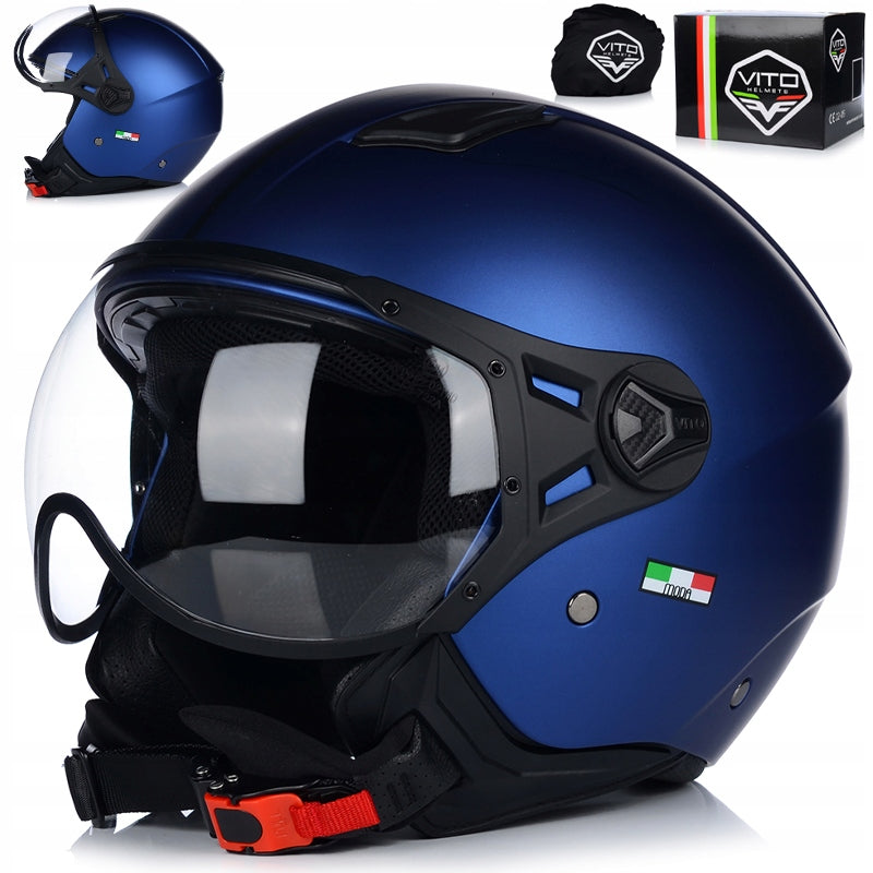 MOTORCYCLE HELMET OPEN | VITO FASHION RETRO BLUE | SCOOTER CHOPPER ECE 22.06