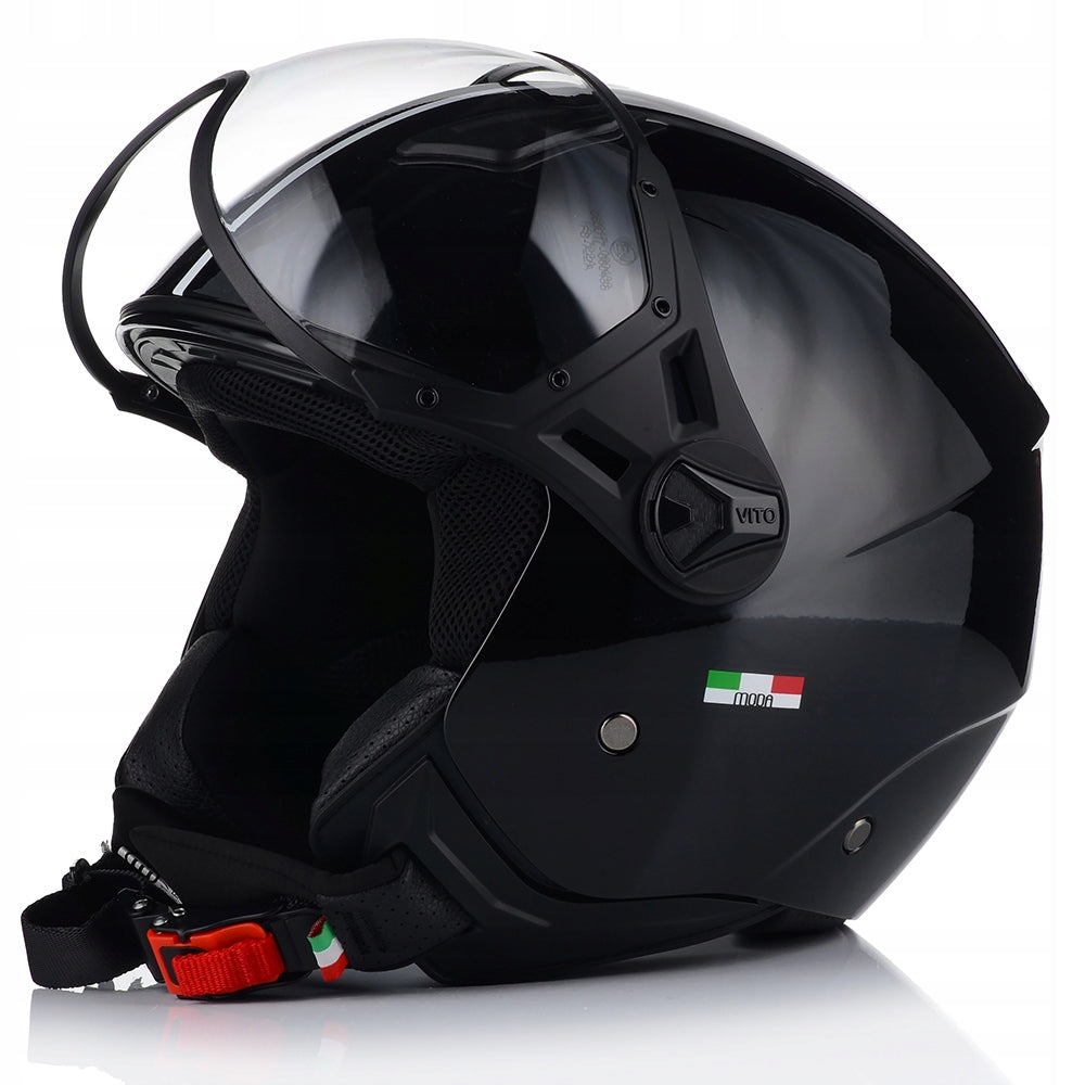 MOTORCYCLE HELMET OPEN | VITO MODA BLACK | CHOPPER ECE SCOOTER 22/06 Packaging status original