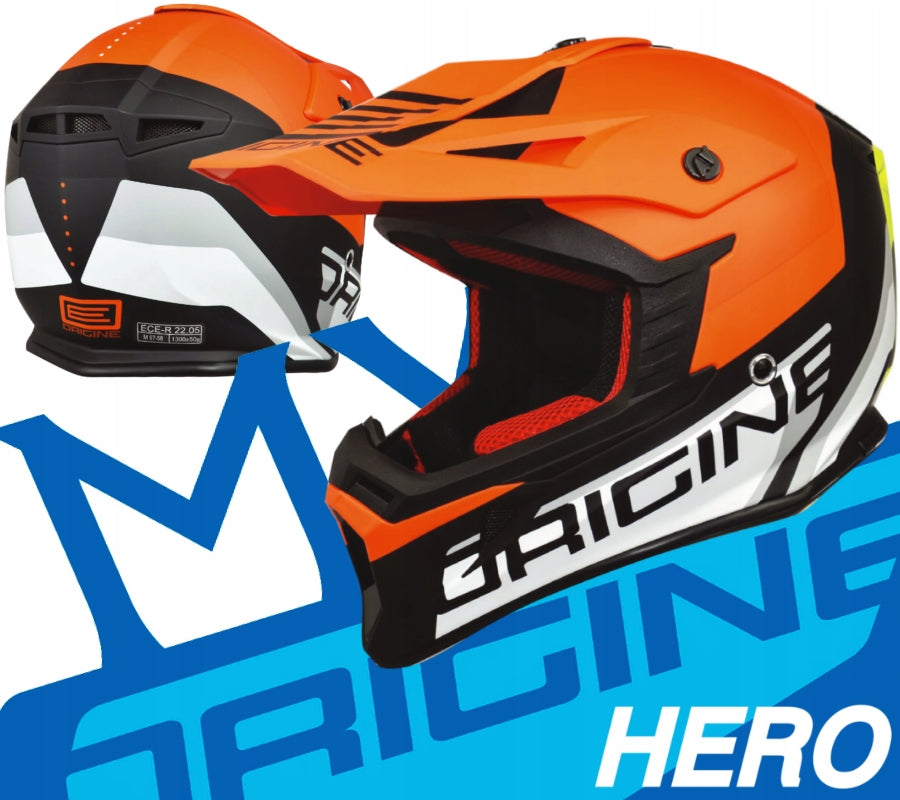 MOTORCYCLE HELMET ORIGINE HERO ORANGE M 58-59CM CROSS QUAD HOMOLOGATION KTM