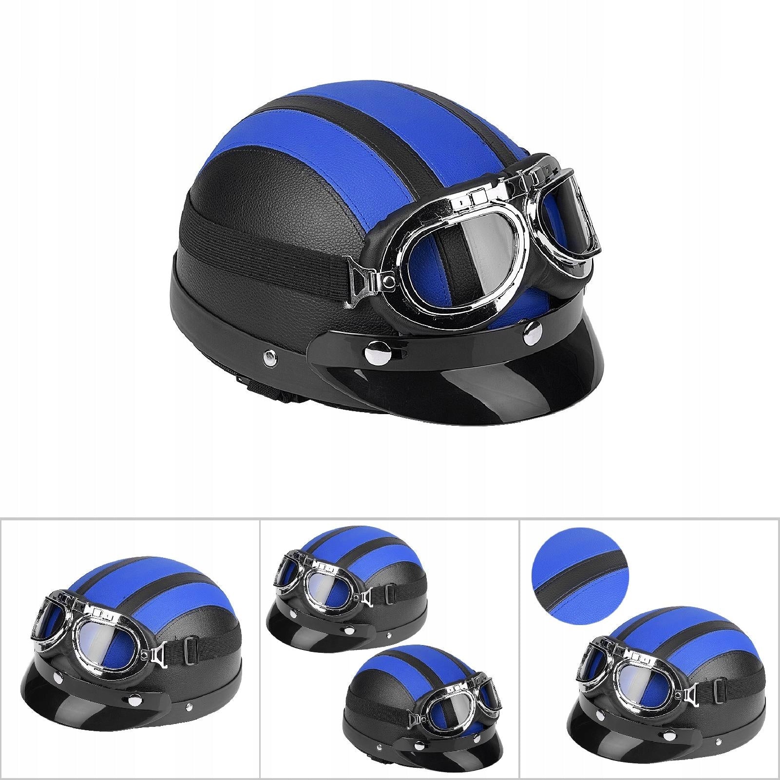 MOTORCYCLE HELMET PEANUT SCOOTER HELMET RETRO WITH GOGGLES 54-60 cm Packaging status original