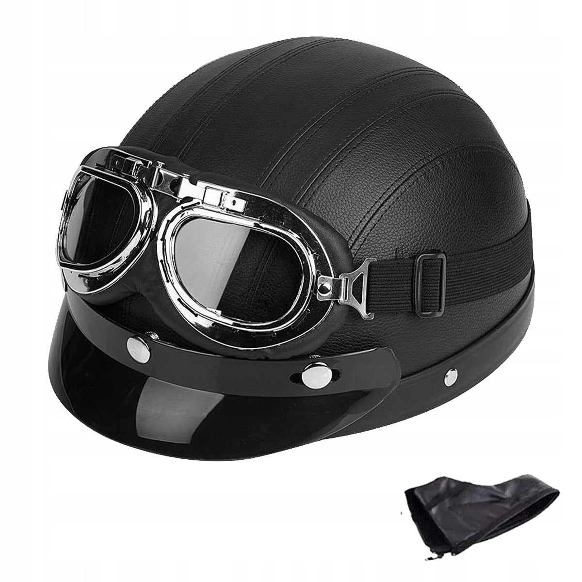 MOTORCYCLE HELMET RETRO CHOPPER GOGGLES REMOVABLE BLACK Manufacturer no brand