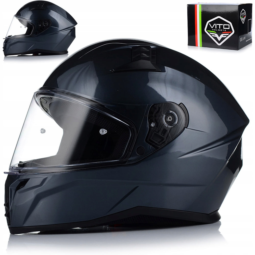 MOTORCYCLE HELMET | VITO BABOLAT METAL GREY | INTEGRAL PINLOCK SYSTEM