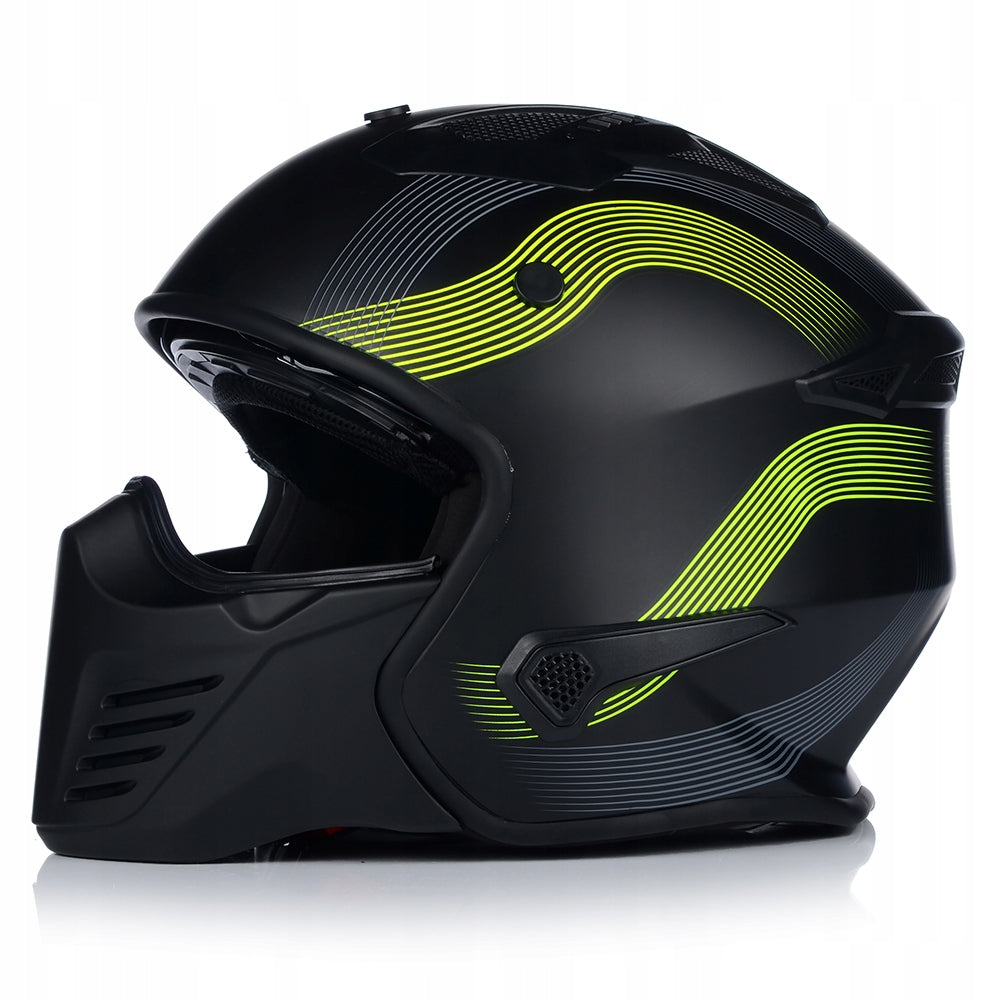 MOTORCYCLE HELMET | VITO BRUZANO FLUO | OPEN + DETACHABLE JAW + BLEND Packaging status original