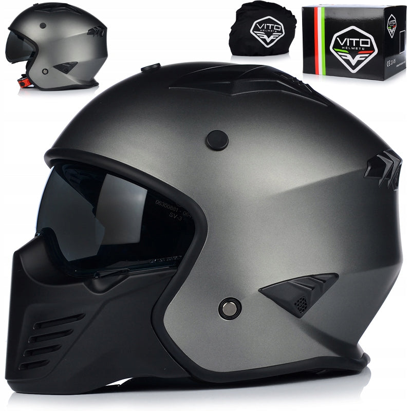 MOTORCYCLE HELMET | VITO BRUZANO TITAN | OPEN + DETACHABLE JAW + BLEND