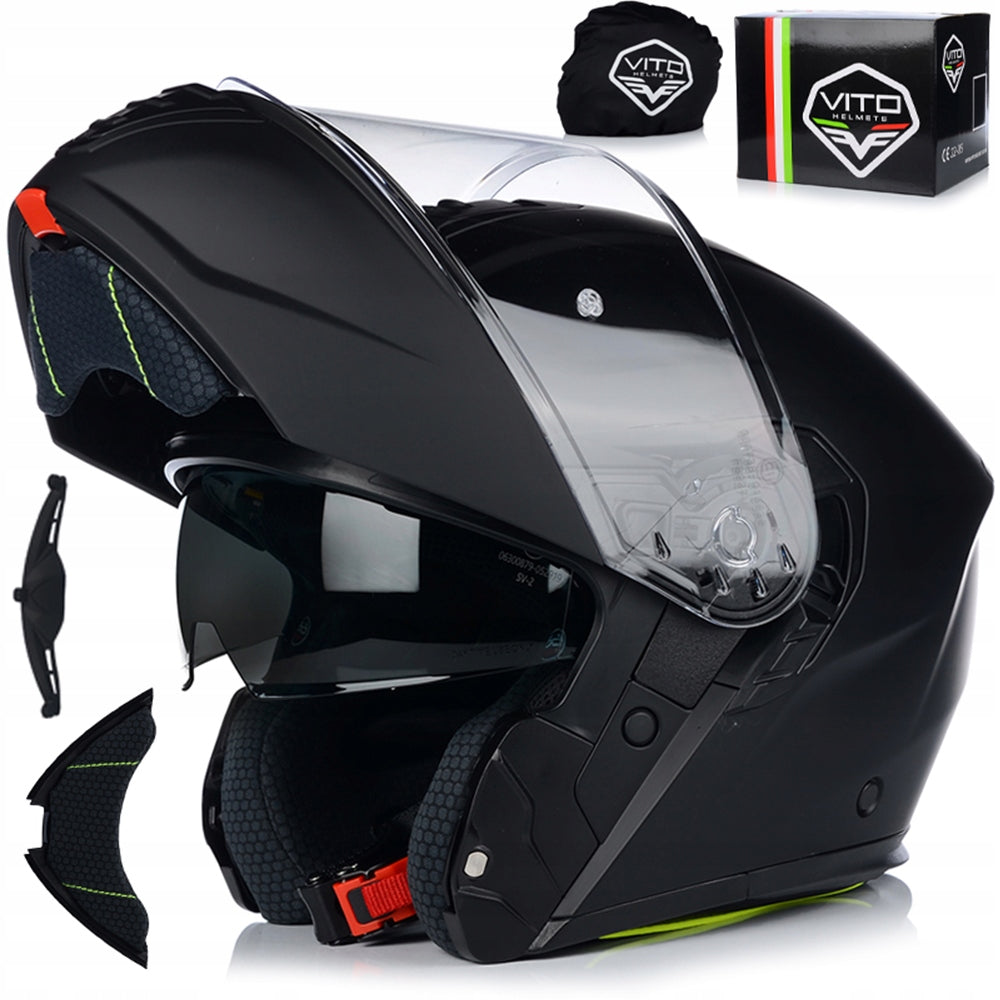 MOTORCYCLE HELMET | VITO FURIO BLACK MAT | JAW PINLOCK SYSTEM + BLEND
