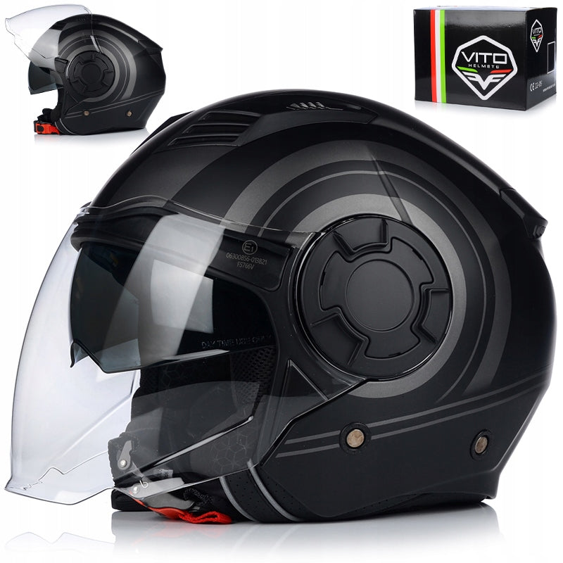 MOTORCYCLE HELMET | VITO ISOLA | OPEN FACE TITAN MATT SCOOTER CHOPPER + BLENDA