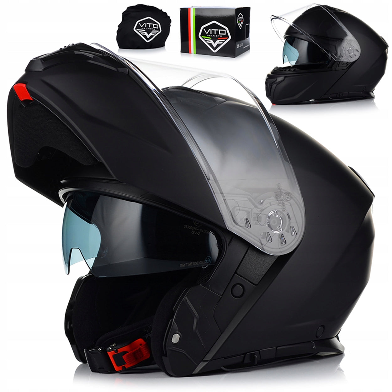 MOTORCYCLE HELMET | VITO PRATO BLACK MATT | JAW ECE 22.06 + BLEND