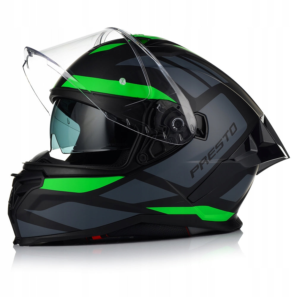 MOTORCYCLE HELMET | VITO PRESTO AERO | GREEN MAT PINLOCK SYSTEM + BLEND Packaging status original