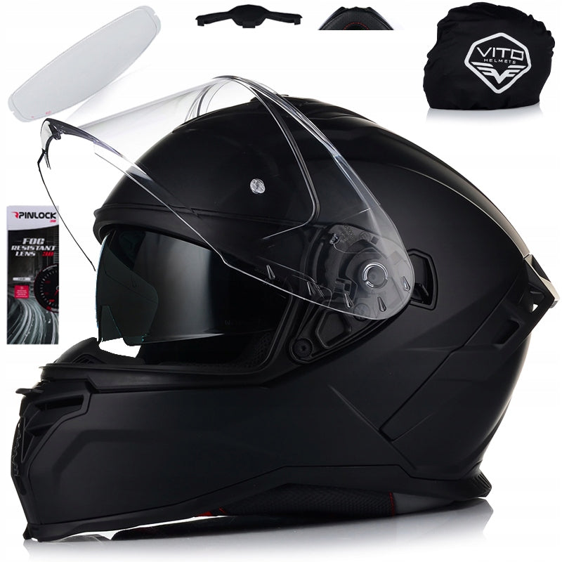 MOTORCYCLE HELMET | VITO PRESTO MATTE BLACK | INTEGRAL + PINLOCK + BLEND