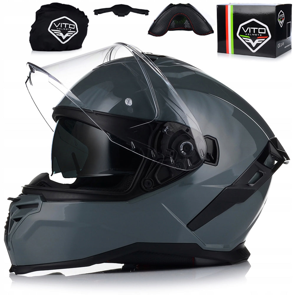 MOTORCYCLE HELMET | VITO PRESTO | NADO GRAY PINLOCK SYSTEM + ECE BLEND 06