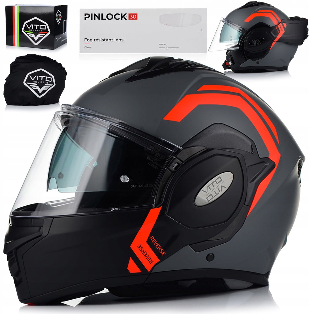 MOTORCYCLE HELMET | VITO REVERSE FLUO | MODULAR + PINLOCK + BLEND