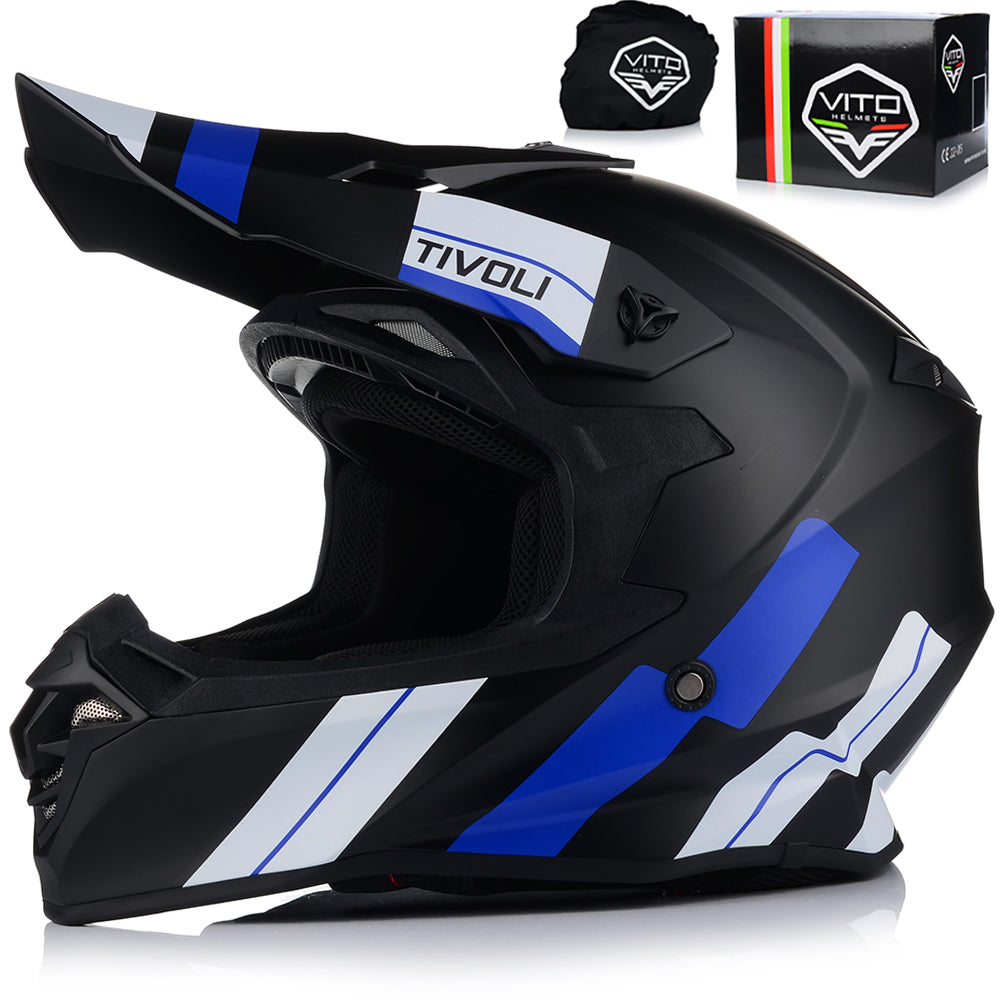 MOTORCYCLE HELMET | VITO TIVOLI BLACK/BLUE | OFF-ROAD ENDURO CROSS QUAD ATV
