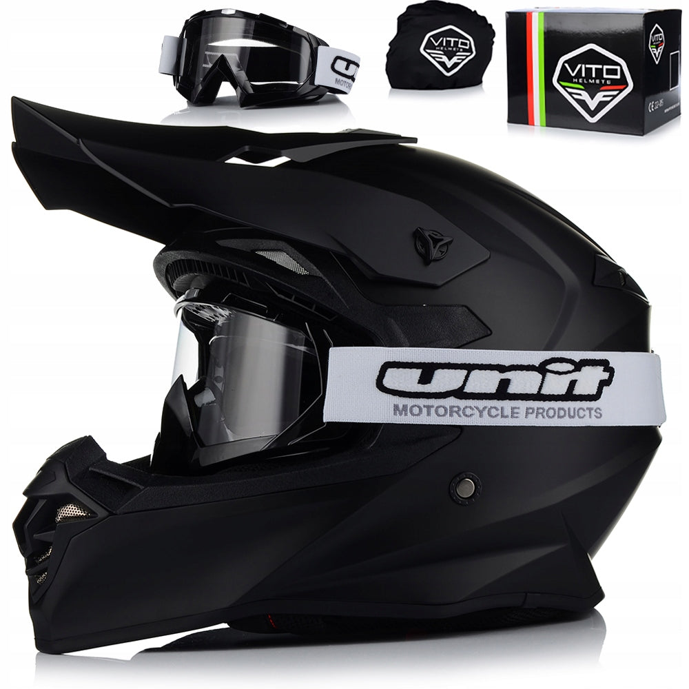 MOTORCYCLE HELMET | VITO TIVOLI MATT + GOGGLES | OFF-ROAD ENDURO CROSS QUAD