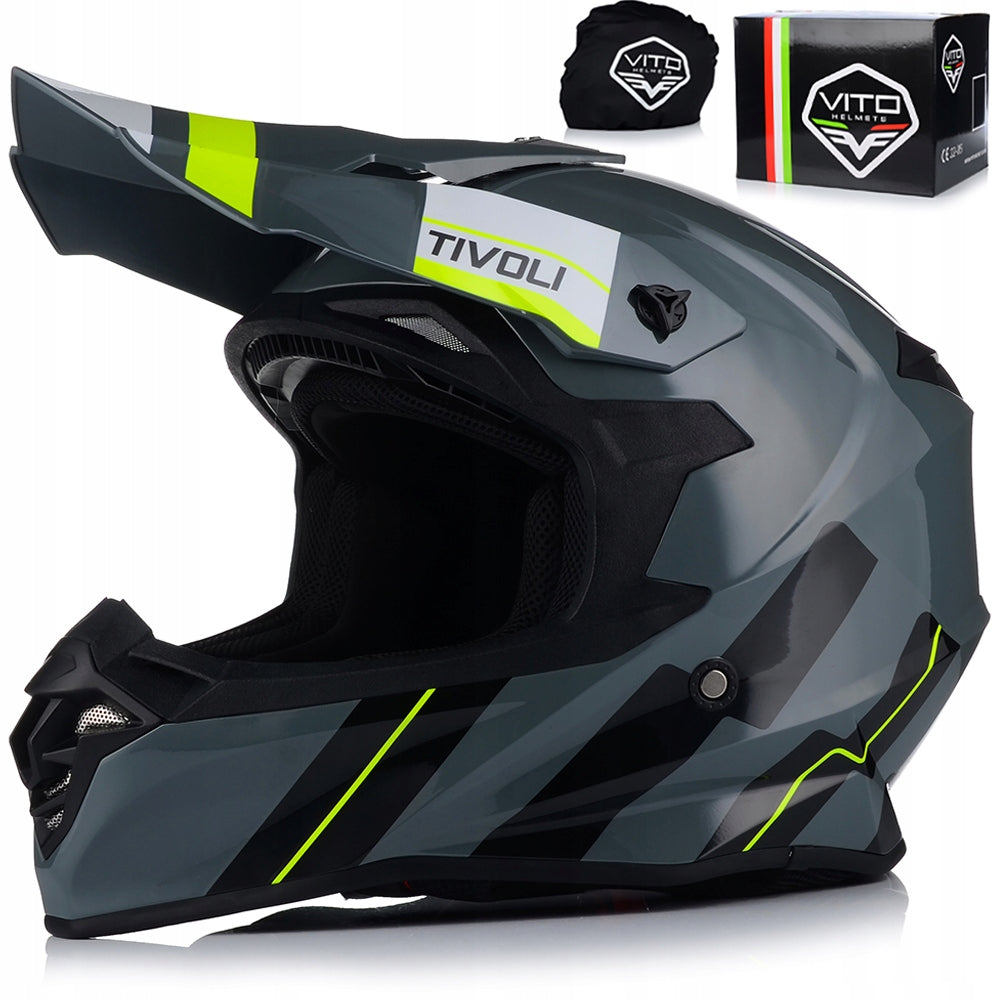MOTORCYCLE HELMET | VITO TIVOLI NARDO GREY | OFF-ROAD ENDURO CROSS QUAD ATV