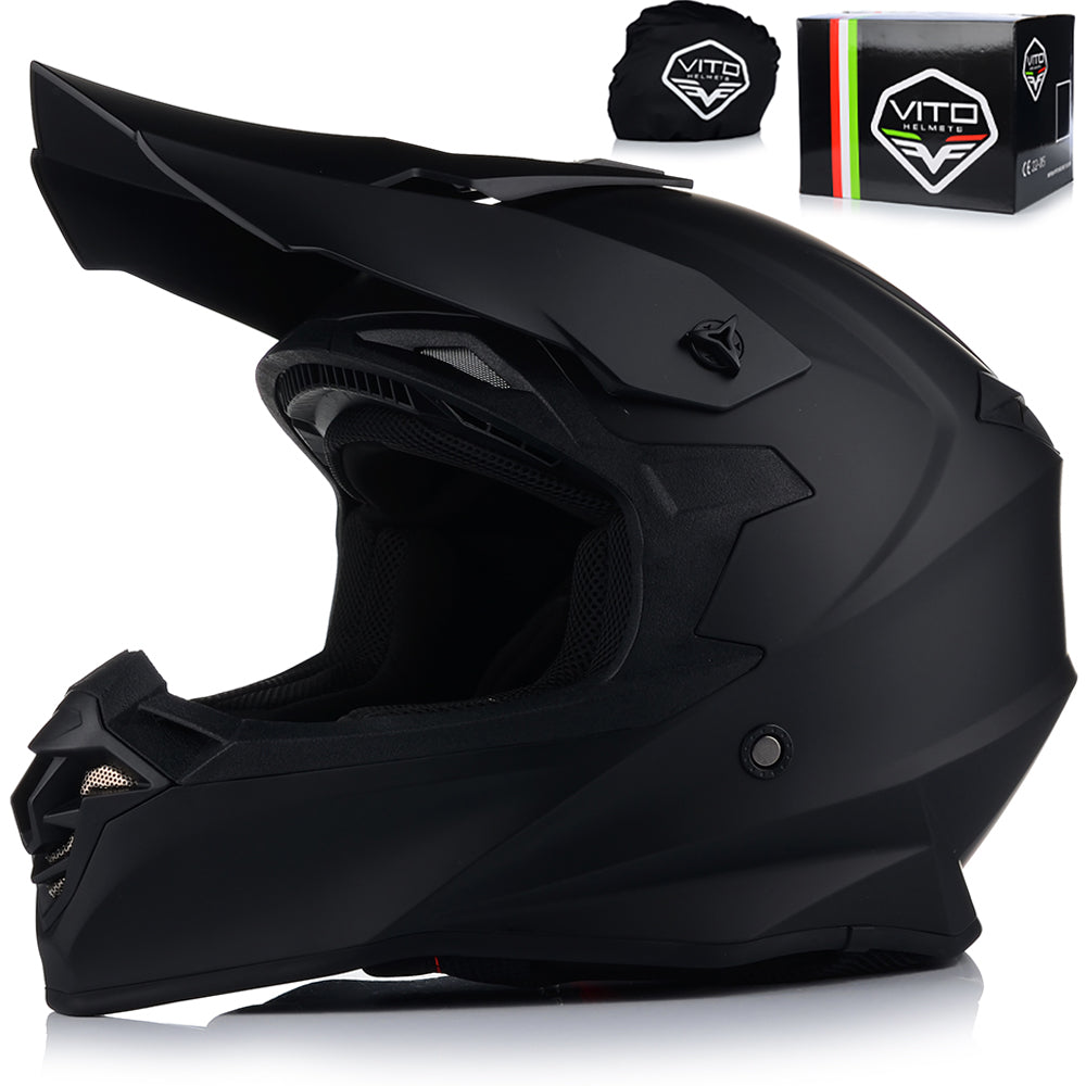 MOTORCYCLE HELMET | VITO TIVOLI | OFF-ROAD ENDURO CROSS QUAD ATV BLACK MATT