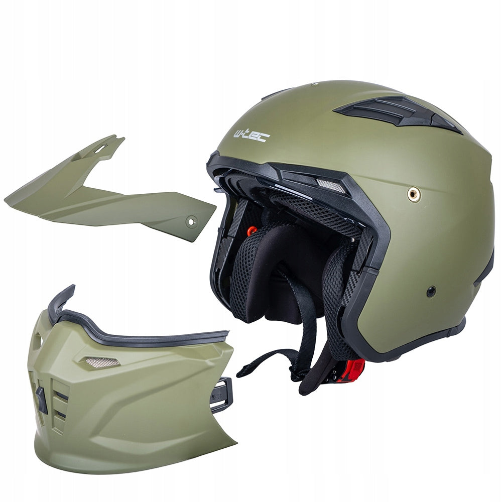 MOTORCYCLE HELMET W-TEC TESTED ARMY DETACHABLE JAW BLEND 3IN1 QUAD XS Packaging status original