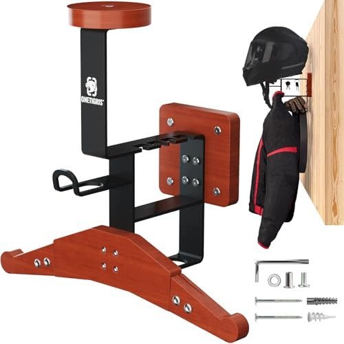 MOTORCYCLE HELMET WALL MOUNT VEST STRAPS ORGANIZER Leather Brand no brand