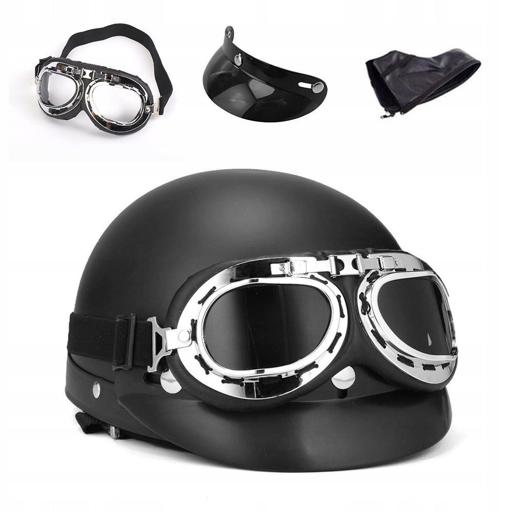 MOTORCYCLE HELMET WITH GOGGLES PROTECTIVE HELMET FOR VINTAGE SCOOTER COMFORTABLE