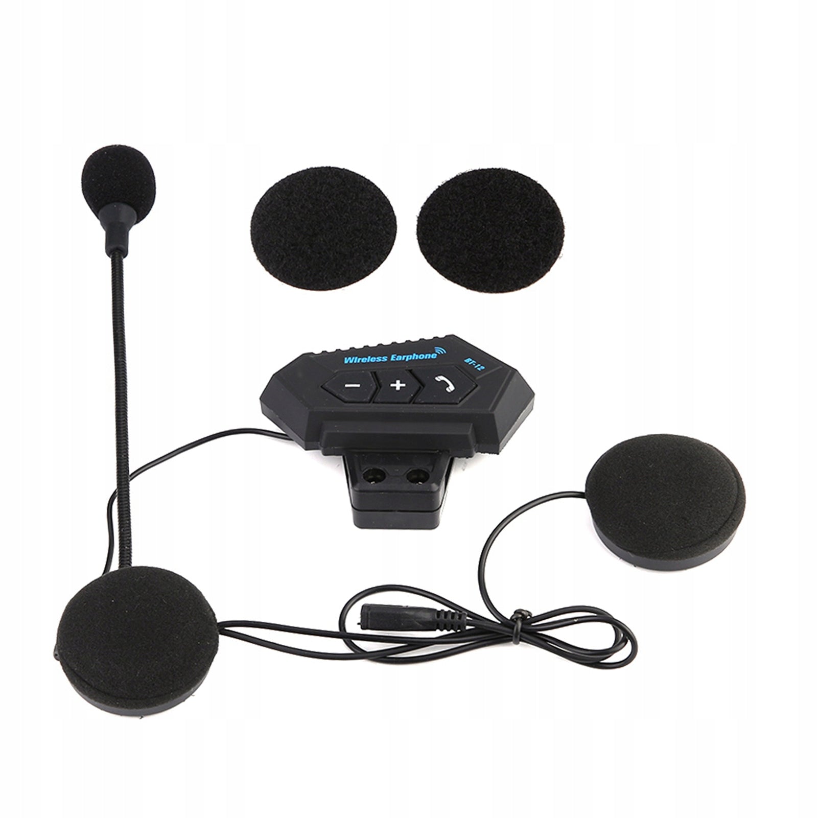 MOTORCYCLE INTERCOM 10-15M, BLUETOOTH BT12 HD HEADPHONE SPEAKERS FOR HELMET