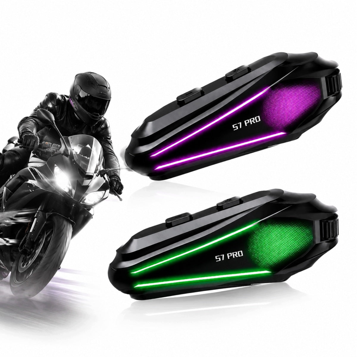 MOTORCYCLE INTERCOM MESH 2X 1000M 2 PEOPLE BLUETOOTH 5.3 FOR HELMET