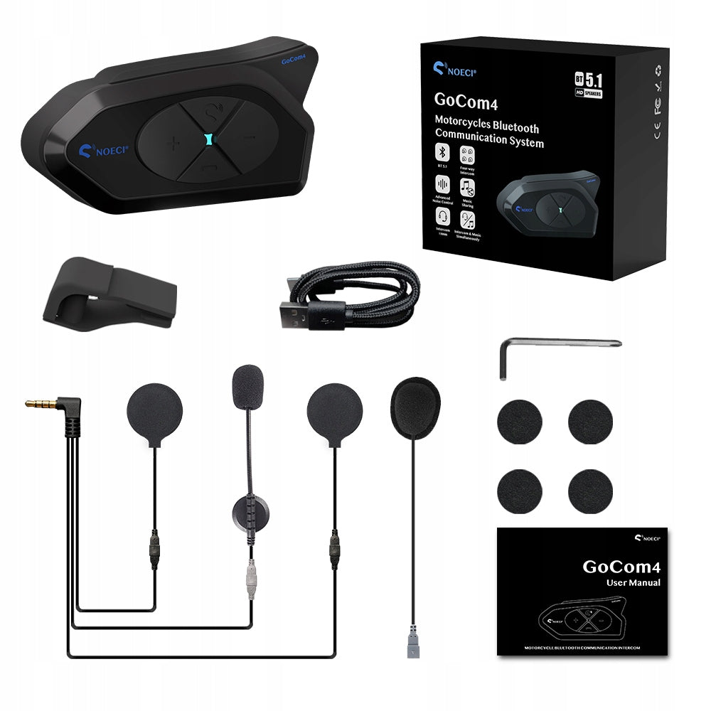 MOTORCYCLE INTERCOM NOECI GOCOM4 1200m BLUETOOTH Polish LEKTOR RADIO FM Manufacturer's catalog number GOCOM4