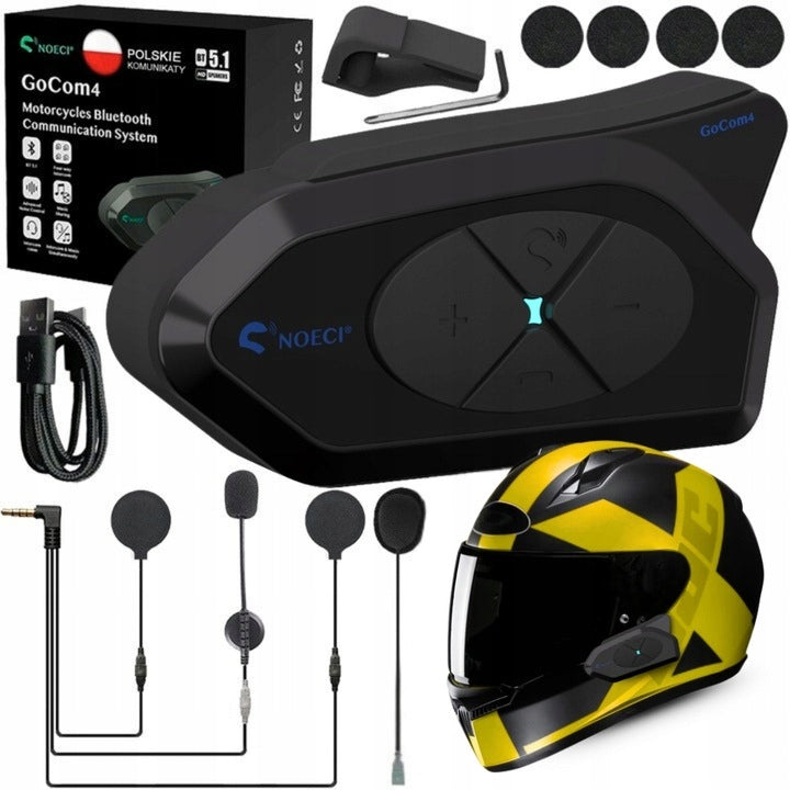 MOTORCYCLE INTERCOM NOECI GOCOM4 1200m BLUETOOTH Polish LEKTOR RADIO FM