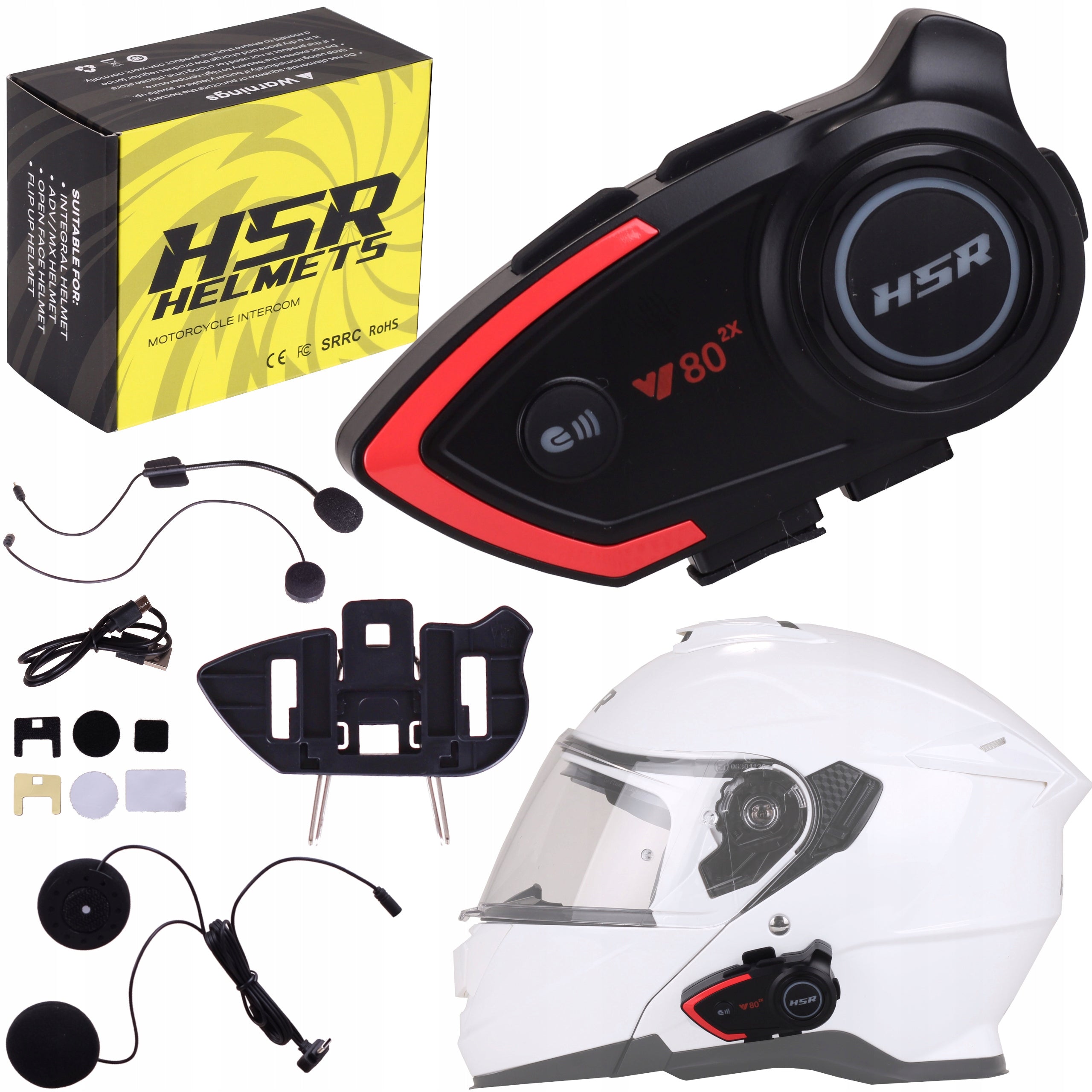 MOTORCYCLE INTERCOM V80 BLUETOOTH SPEAKERS voice assistant support