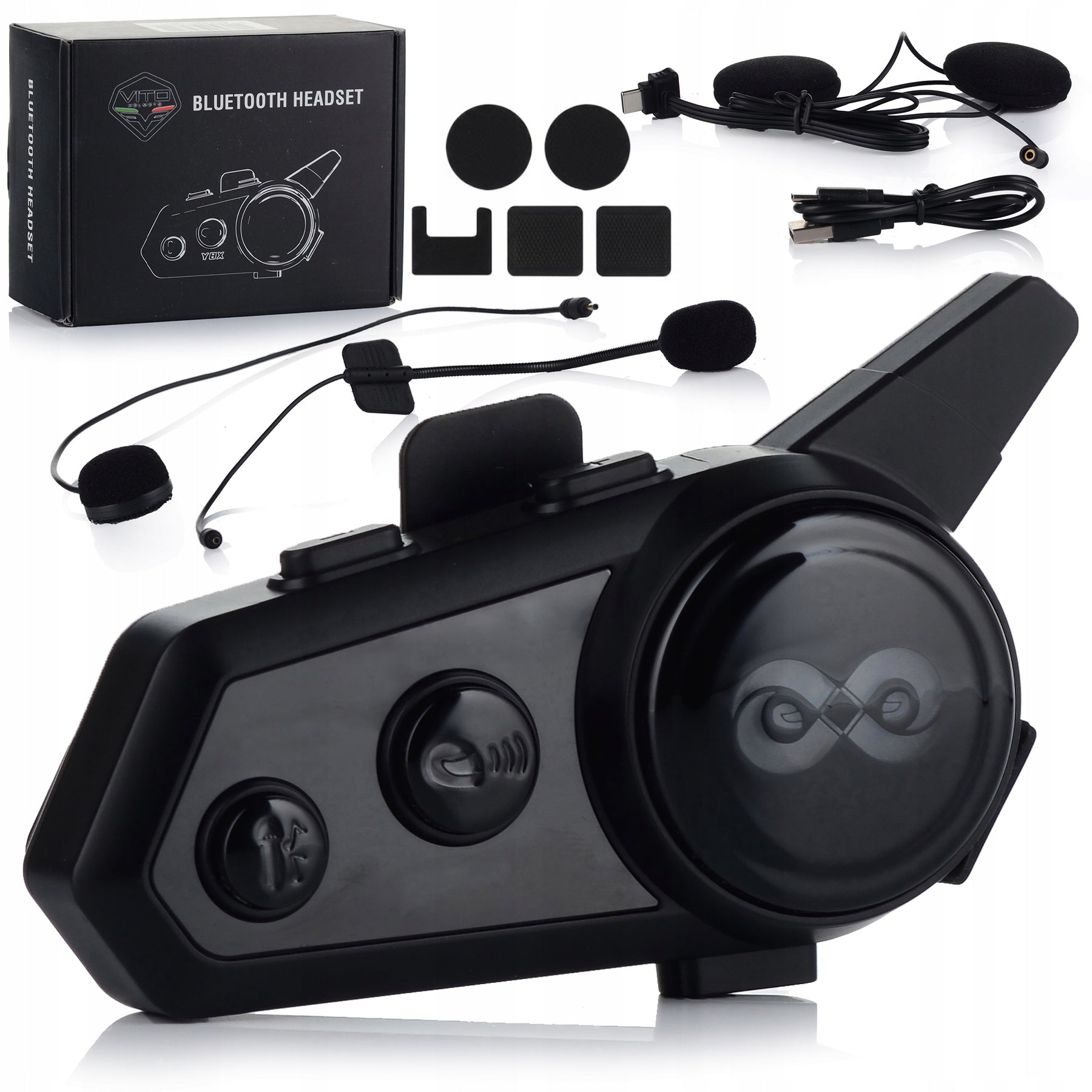 MOTORCYCLE INTERCOM VITO Y8 MESH BLUETOOTH up to 8 MOTO WATERPROOF 1500m