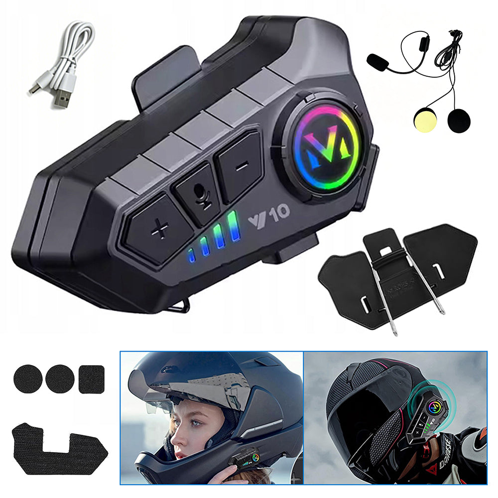 MOTORCYCLE INTERCOM Y10 UNIVERSAL WITH HYBRID MICROPHONE