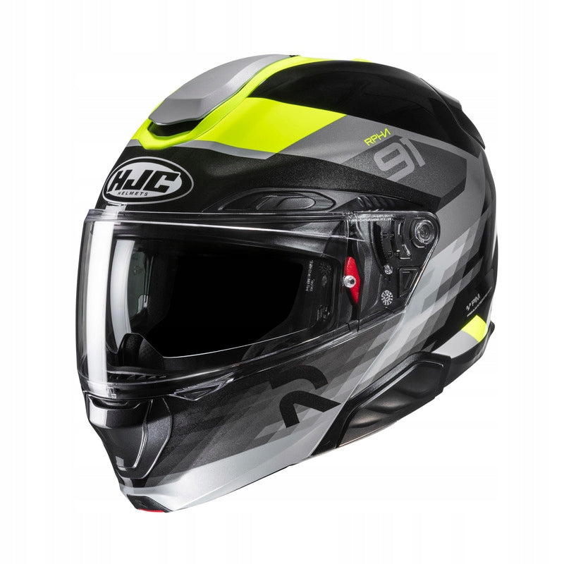 MOTORCYCLE JAW HELMET HJC RPHA91 MADAL BLACK YELLOW L + FREEBIES Size L