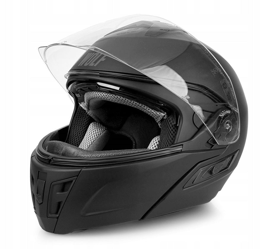 MOTORCYCLE JAW HELMET WITH BLEND WOLF HALO BLACK MAT M Manufacturer Wolf