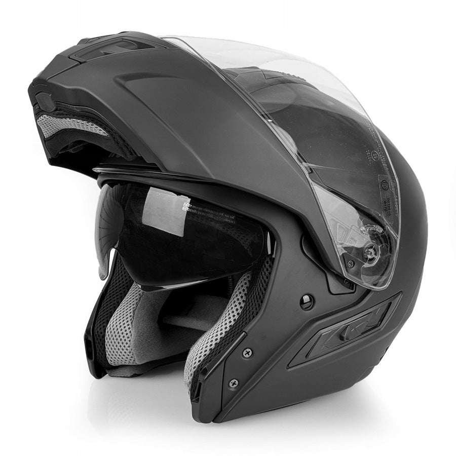 MOTORCYCLE JAW HELMET WITH BLEND WOLF HALO BLACK MAT M