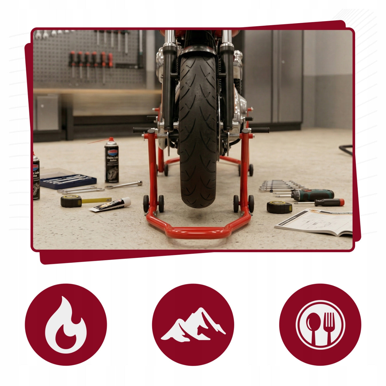 MOTORCYCLE LIFT STAND FRONT ADJUSTABLE LAG FORK 450KG DURABLE Packaging status original