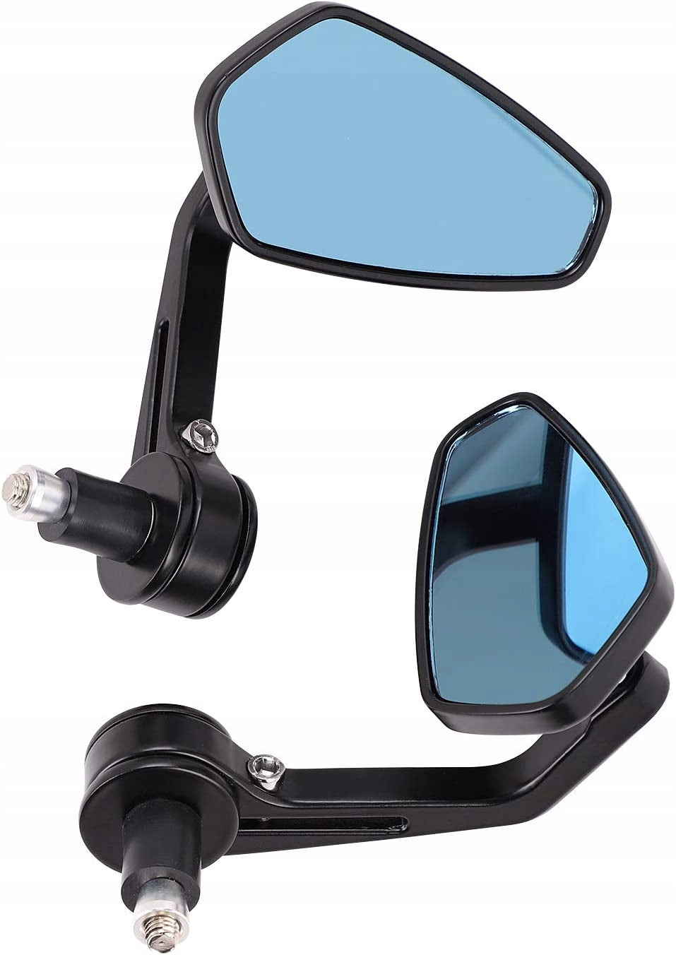 MOTORCYCLE MIRRORS 22MM 7/8" PAIR CNC BLACK BLUE GLASS